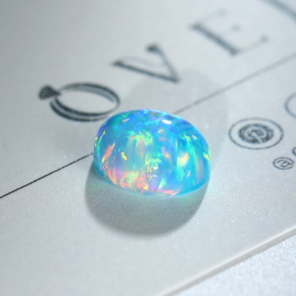 2.2 Carat Oval Cut Lab Grown Blue Opal Loose Stone