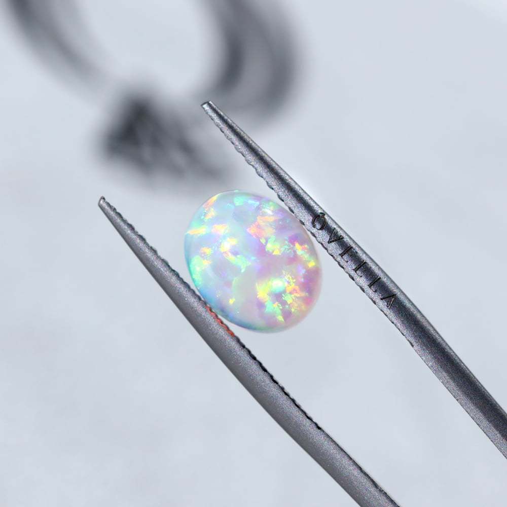 2.2 Carat Oval Cut Lab Grown White Opal Loose Stone