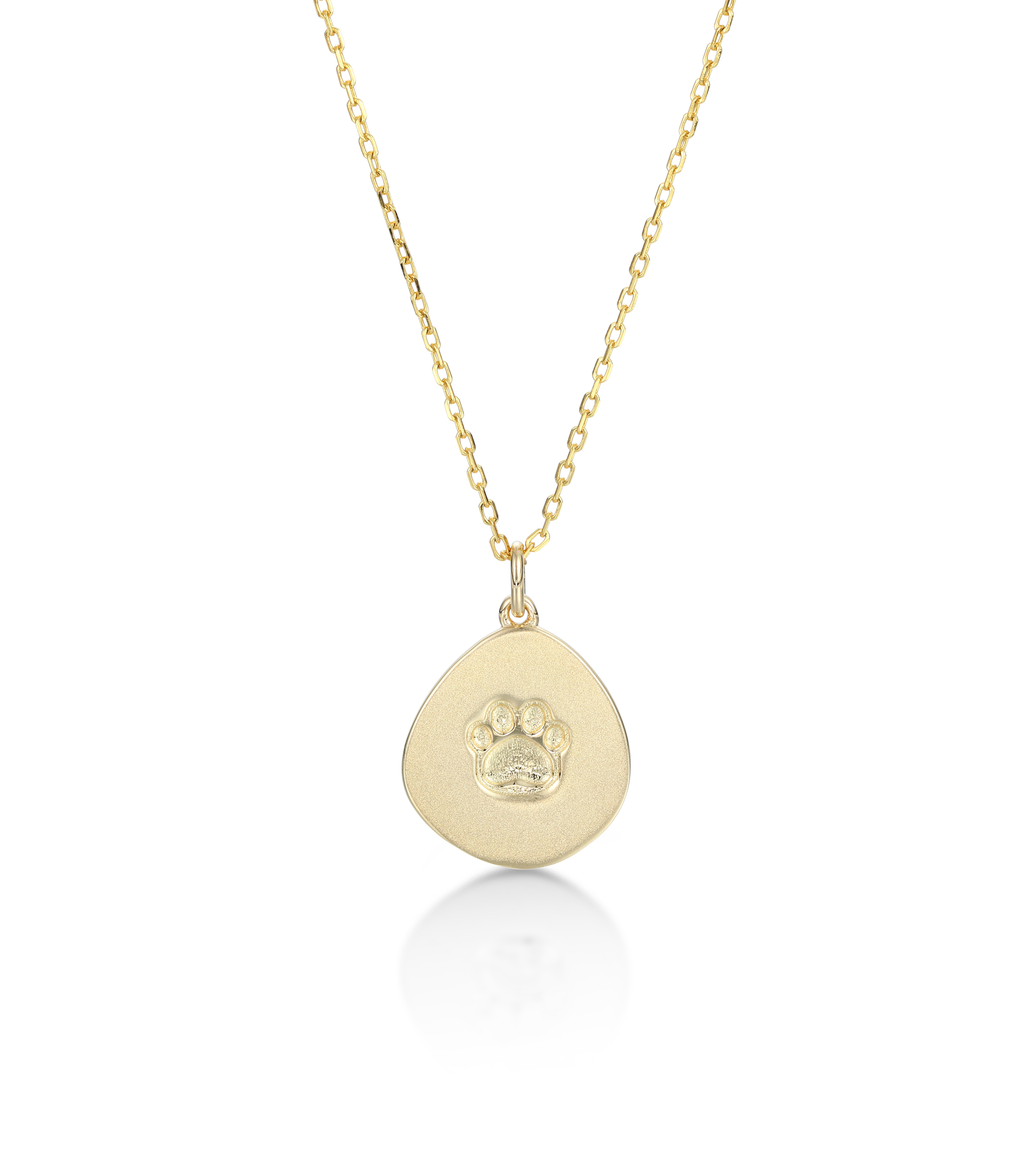 Handmade Customized Family Member Personalized Pet Dog Paw Necklace, Name Necklace, 925 Sterling Silver Set in 14K Gold