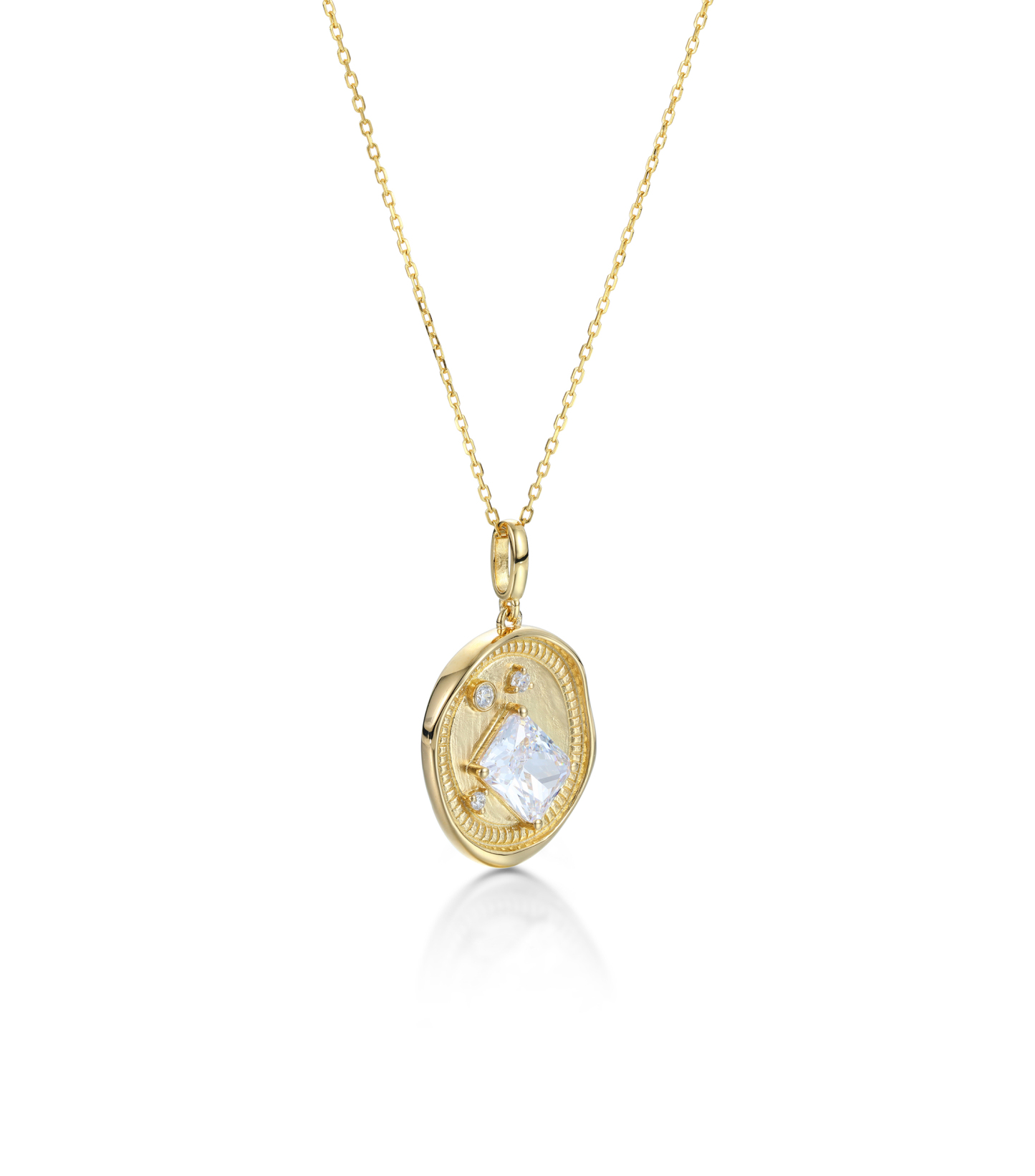 Customized Birthstone Set Emerald Cut Oval Pendant Necklace – Personalized Gift for Her