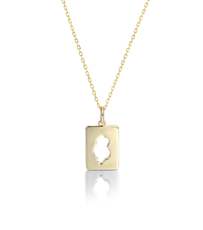 Customized Name Delicate Square Pendant Necklace with Hollow Cat Center – Personalized Pet Jewelry Gift