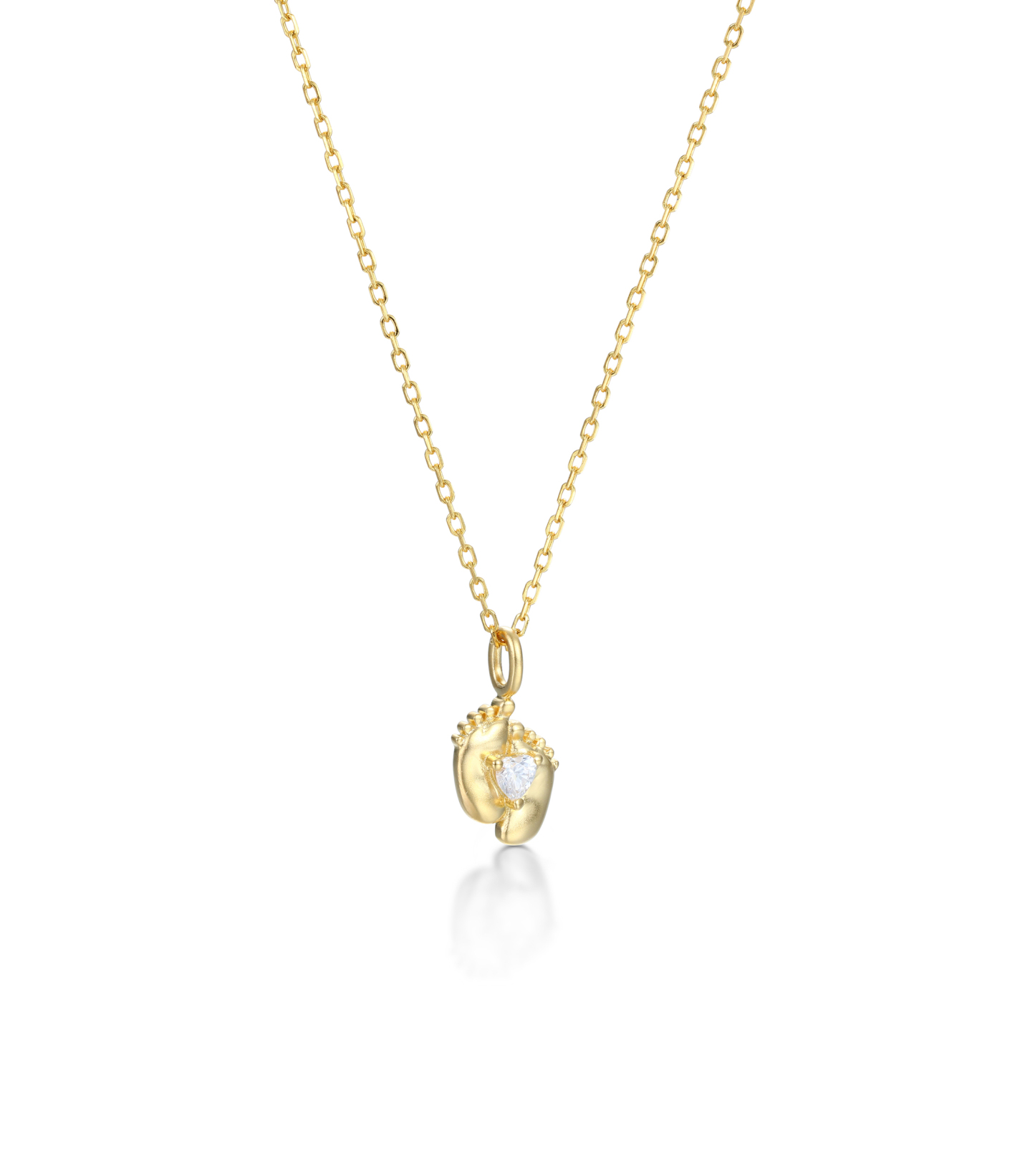 Gold-Plated Custom Heart Cut Birthstone Mini Baby Feet Necklace – Personalized Gift for Moms
