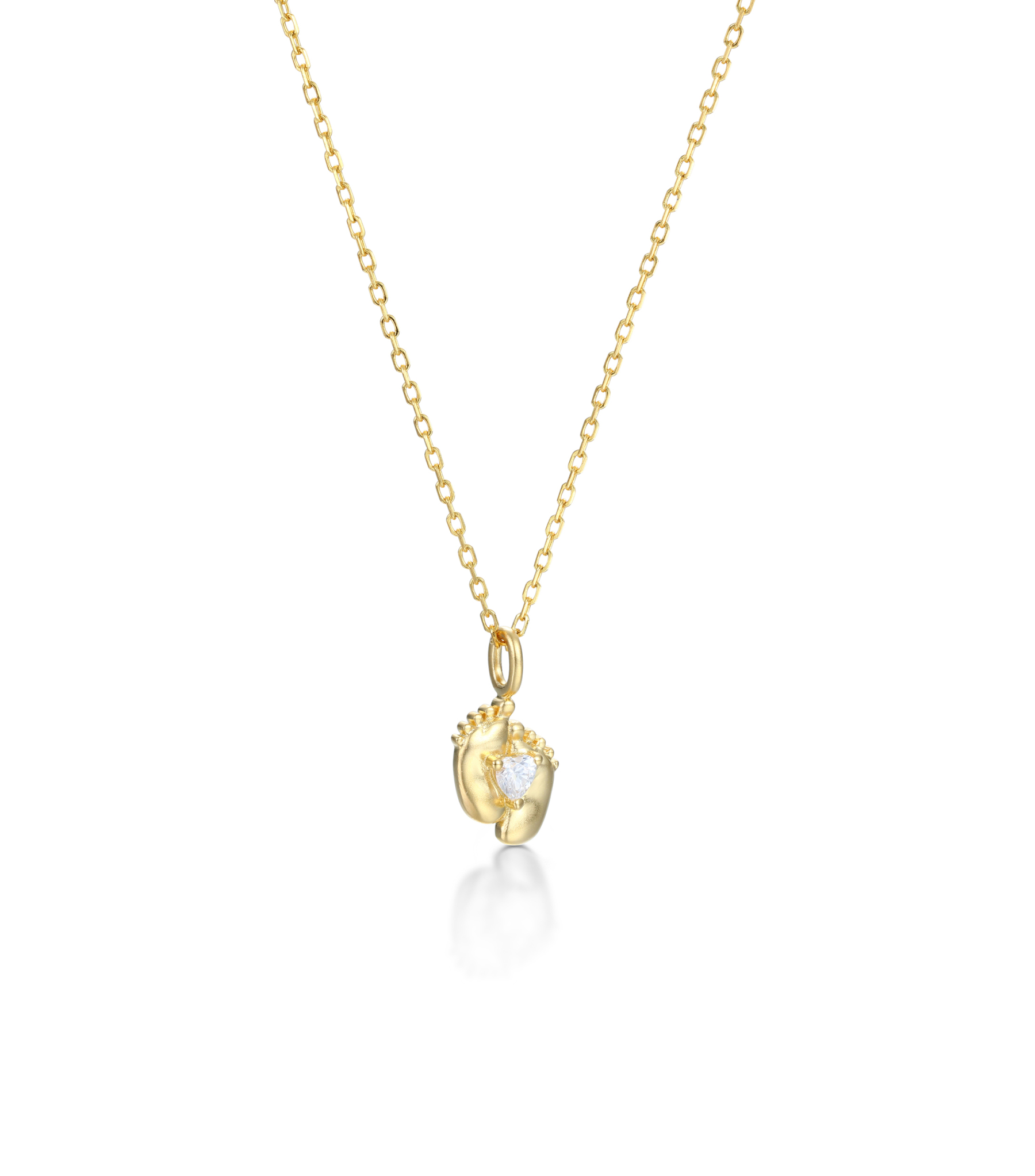 Gold-Plated Custom Heart Cut Birthstone Mini Baby Feet Necklace – Personalized Gift for Moms