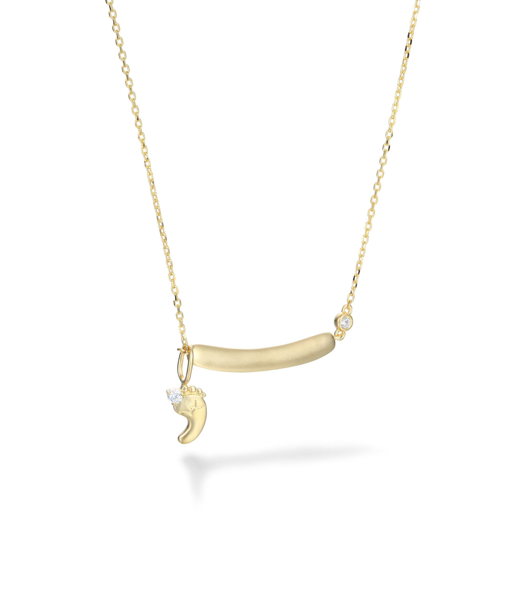 Gold-Plated Baby's Footprint Elements Customizable Birthstone Engraved Name Smile Necklace – Personalized Gift for Moms & Families