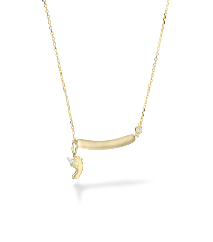 Gold-Plated Baby's Footprint Elements Customizable Birthstone Engraved Name Smile Necklace – Personalized Gift for Moms & Families
