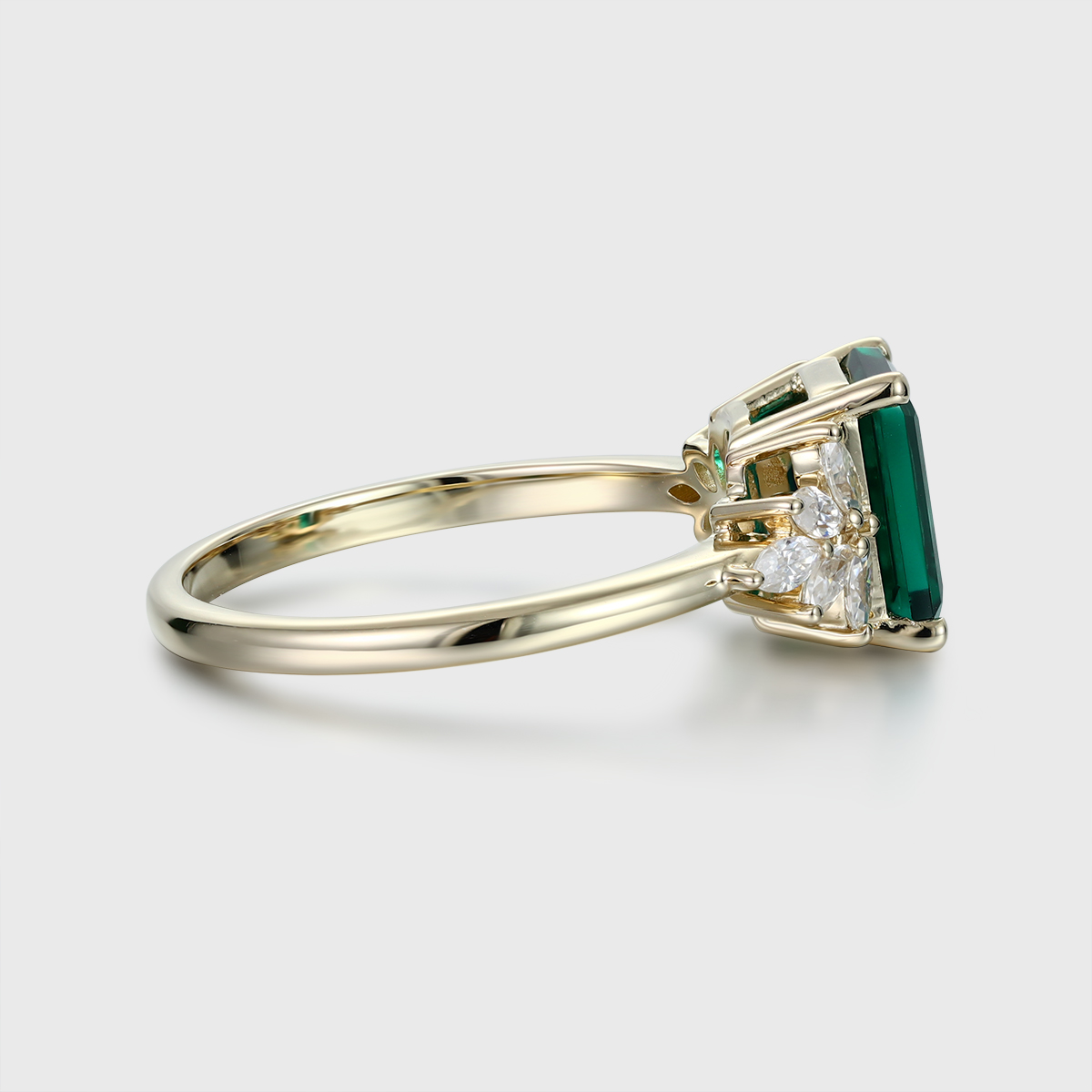 Emerald Cut Emerald and Diamond Engagement Ring – 14K Gold Vintage Promise & Anniversary Ring