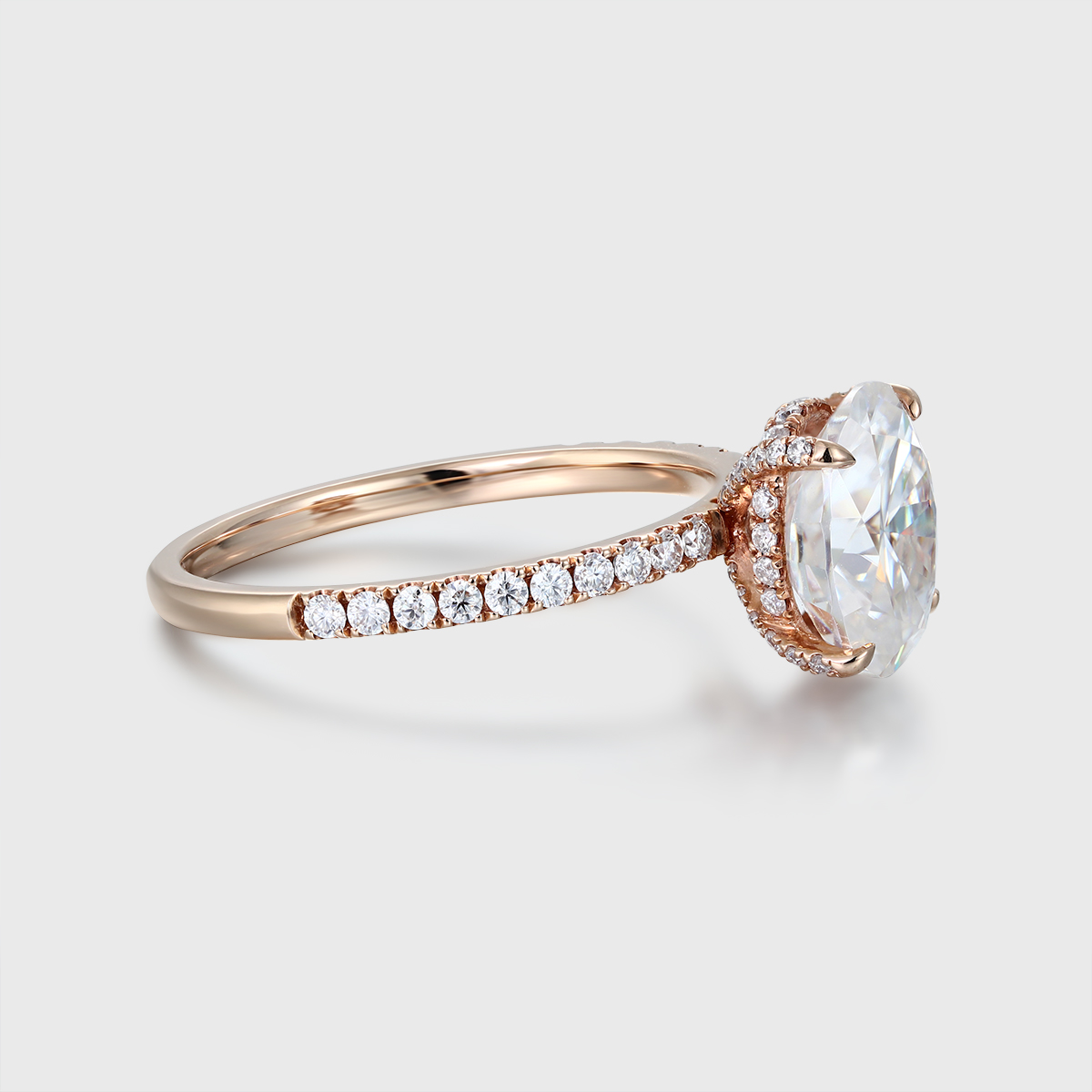 Vintage 2 Carat Oval Cut Moissanite Engagement Ring – 14K Rose Gold, Antique-Inspired Bridal Jewelry for Women