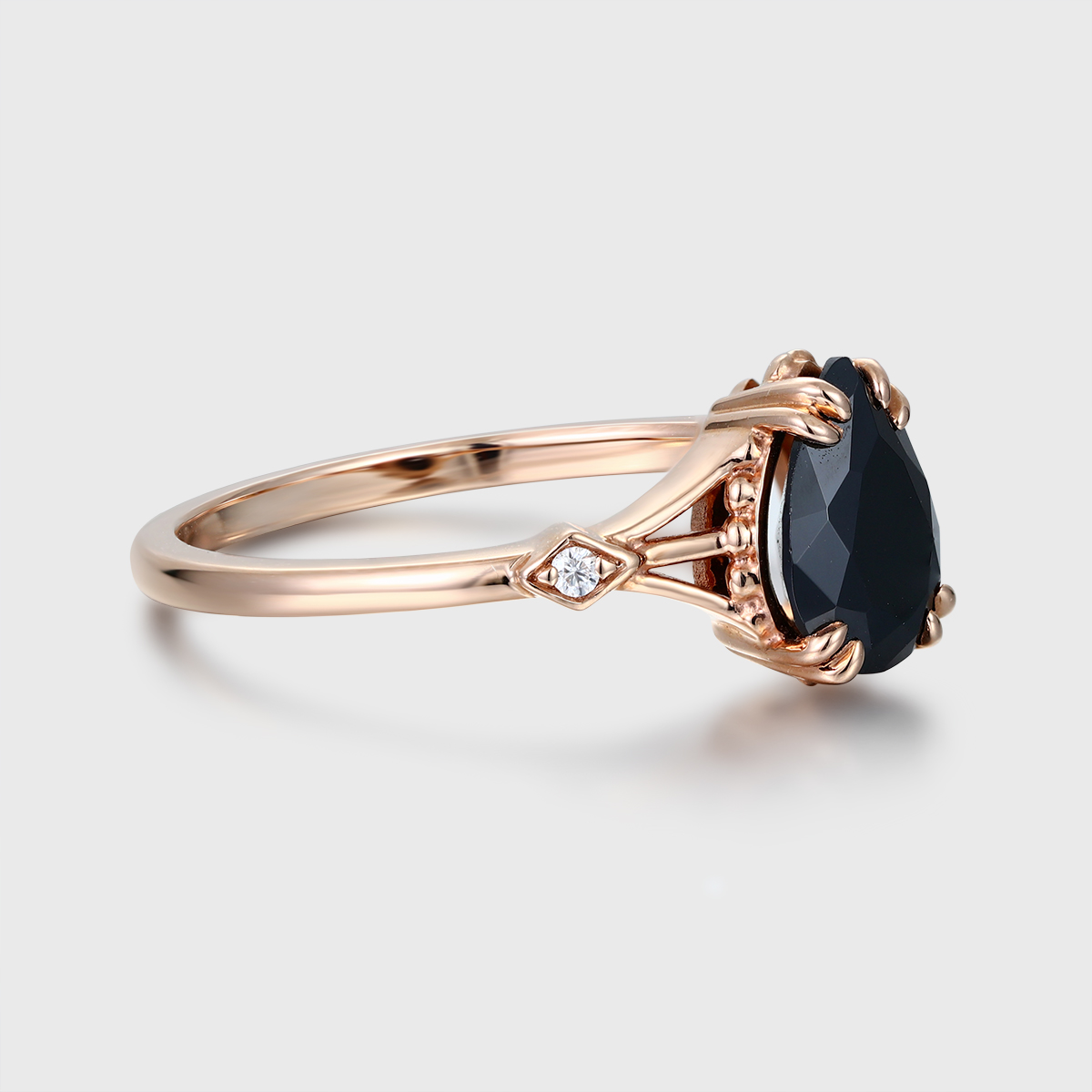 Art Deco Pear Shaped Moss Agate Engagement Ring in Yellow Gold – Unique Vintage-Inspired Bridal, Promise, or Wedding Ring