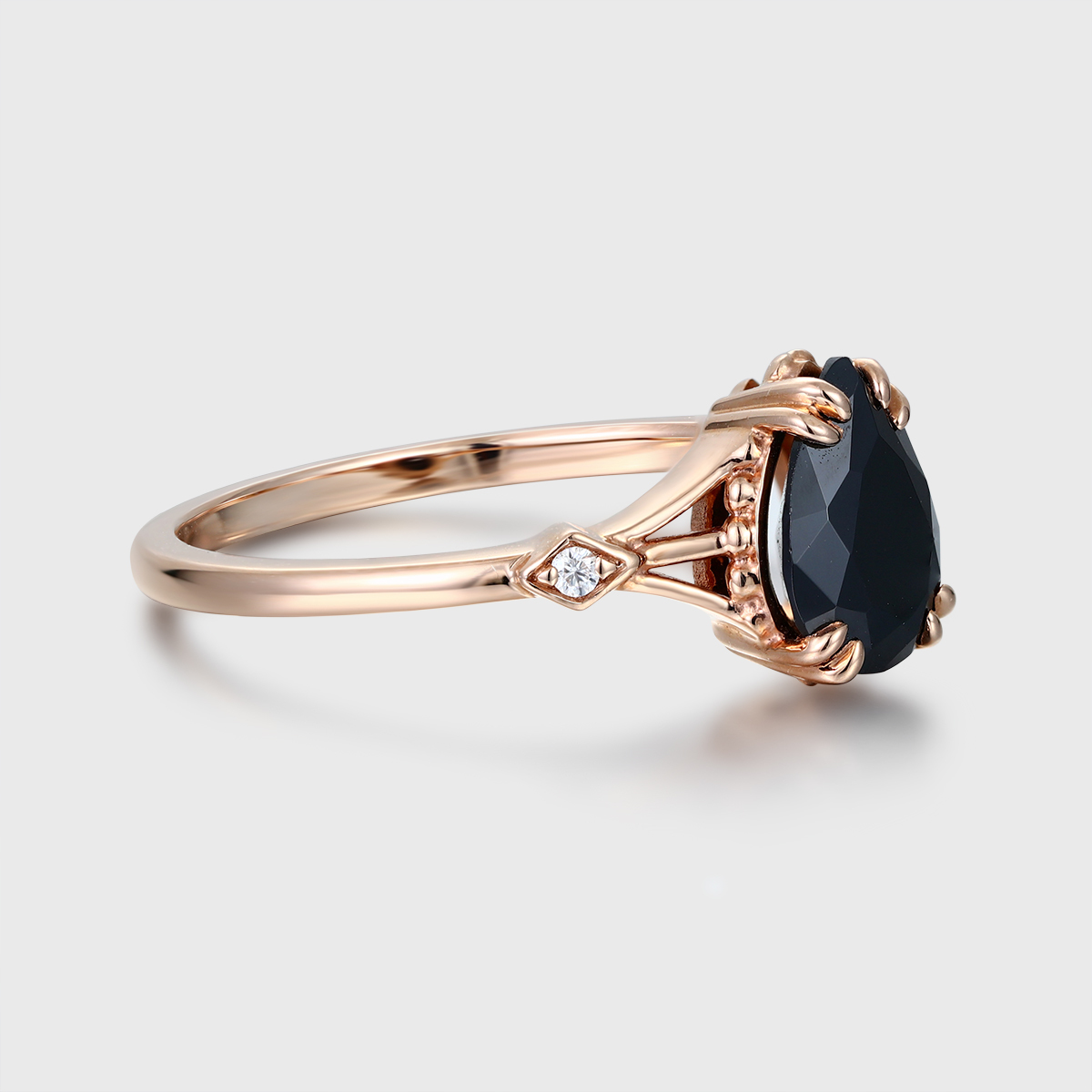 Art Deco Pear Shaped Moss Agate Engagement Ring in Yellow Gold – Unique Vintage-Inspired Bridal, Promise, or Wedding Ring
