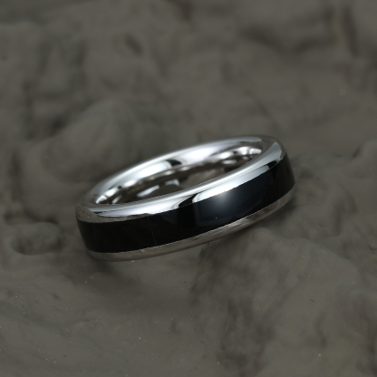 Unique Black Onyx Wedding Band – Solid Gold Stacking Matching Rings for Men – Gift for Him – Comfort Fit (8mm, 6mm, 4mm)