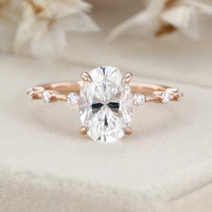 2.5 Carat Oval Moissanite Engagement Ring Vintage In 14K Rose Gold