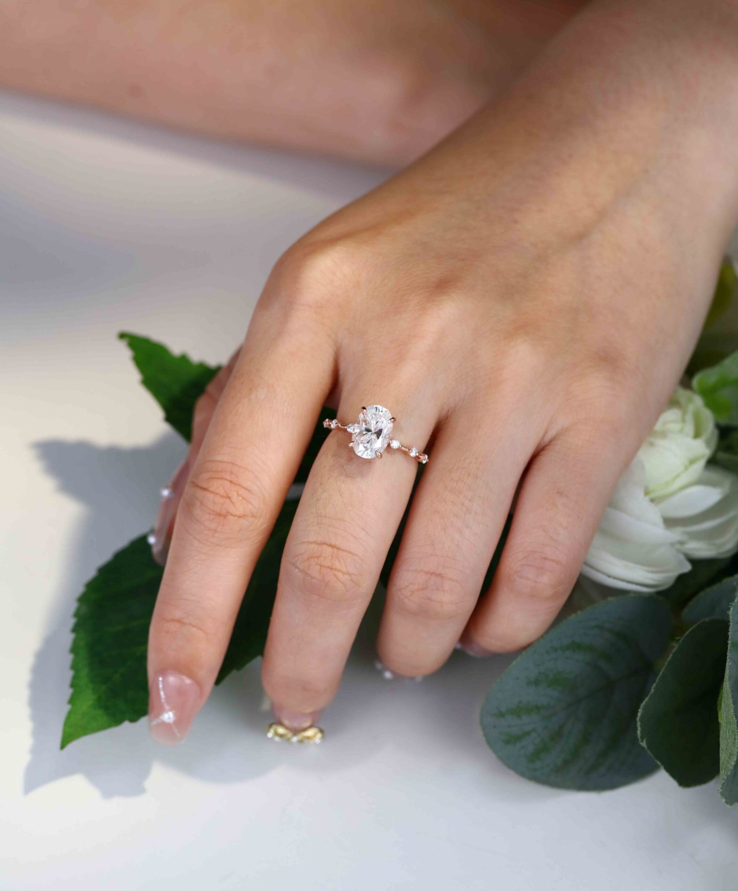 2.5 Carat Oval Moissanite Engagement Ring Vintage In 14K Rose Gold