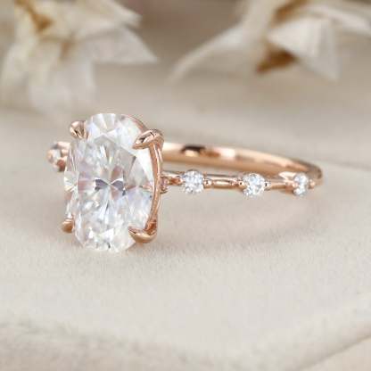 2.5 Carat Oval Moissanite Engagement Ring Vintage In 14K Rose Gold