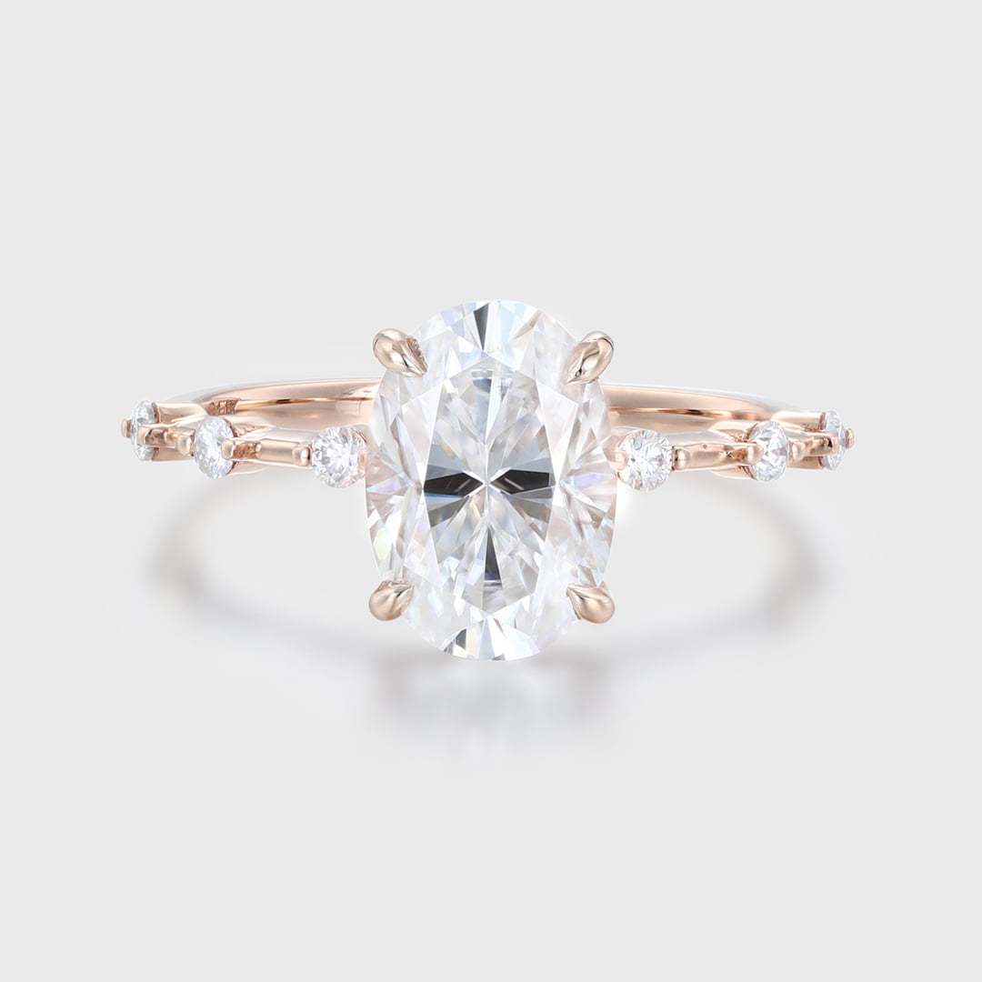 2.5ct Oval Moissanite Engagement Ring Vintage In 14K Rose Gold
