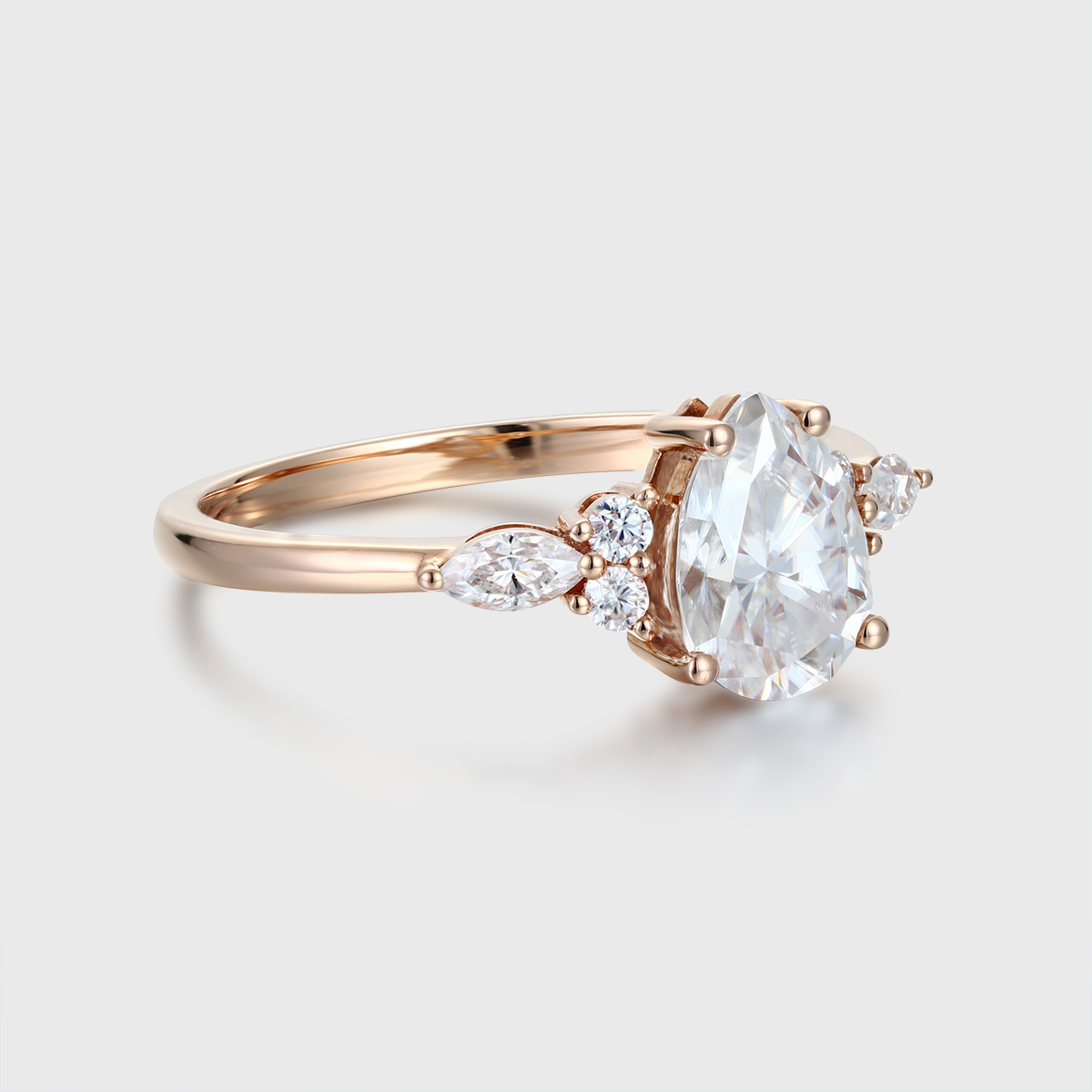 1.5 Carat Pear Shaped Moissanite Engagement Ring – 14K Rose Gold Ethical Anniversary Gift for Her