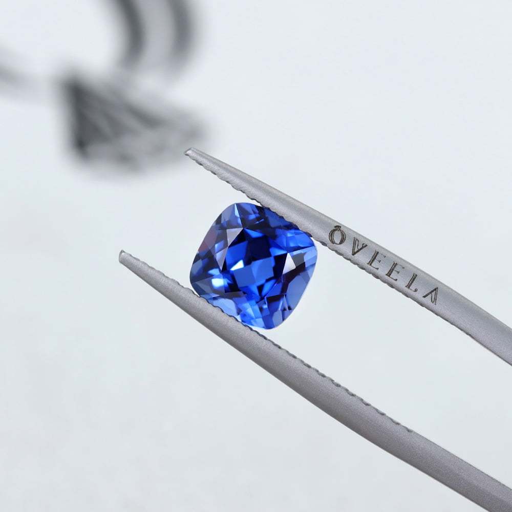 2 Carat Cushion Cut Lab Grown Vivid Blue Sapphire Loose Stone (2)