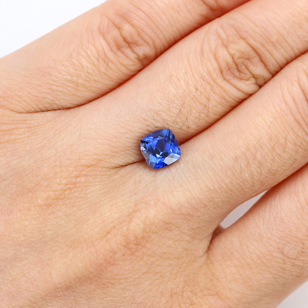 2 Carat Cushion Cut Lab Grown Vivid Blue Sapphire Loose Stone (2)