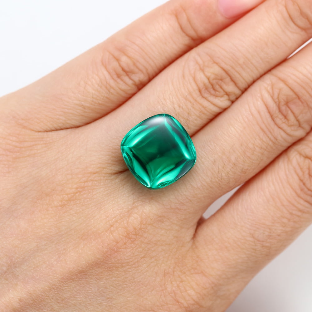 20 Carat Sugar Loaf Cut Lab Grown Green Emerald Loose Stone (2)
