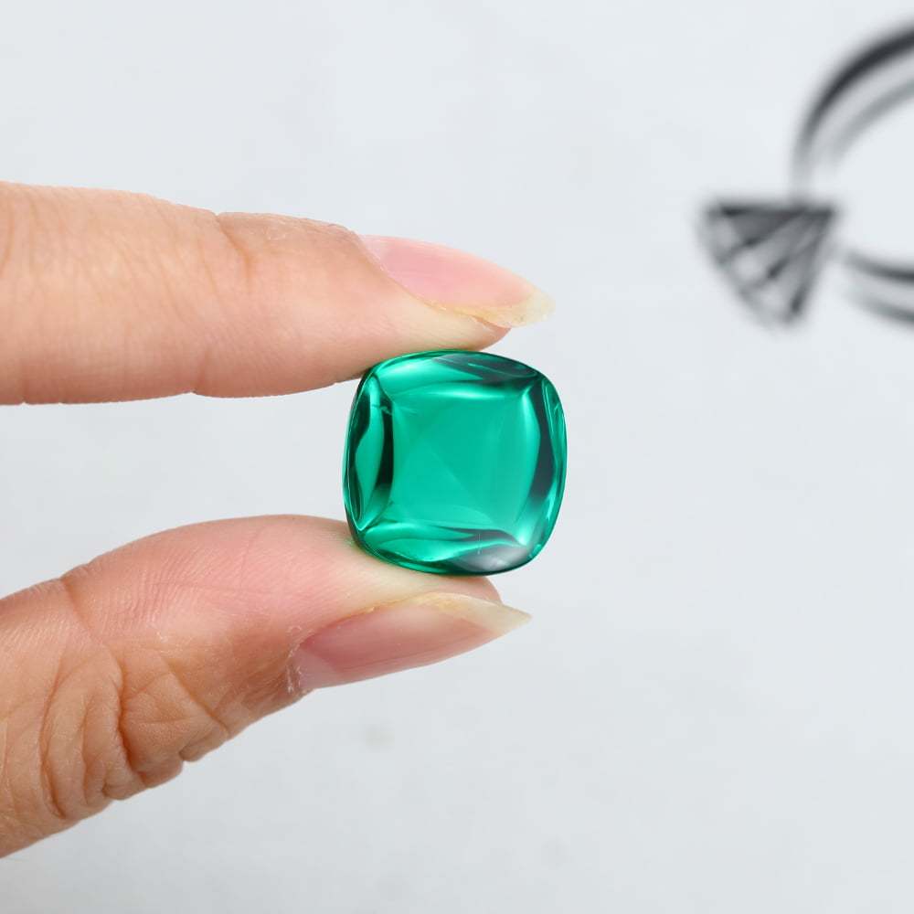 20 Carat Sugar Loaf Cut Lab Grown Green Emerald Loose Stone (2)
