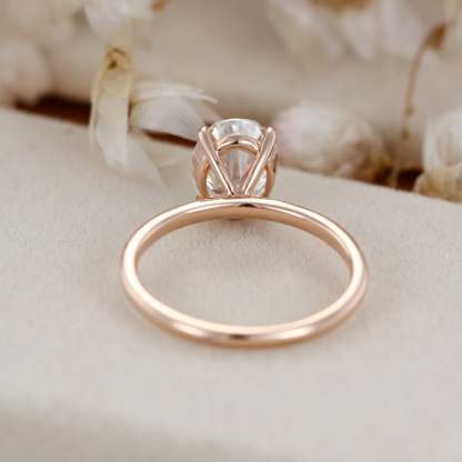 2 Carat Oval Solitaire Moissanite Engagement Ring in 14K Rose Gold