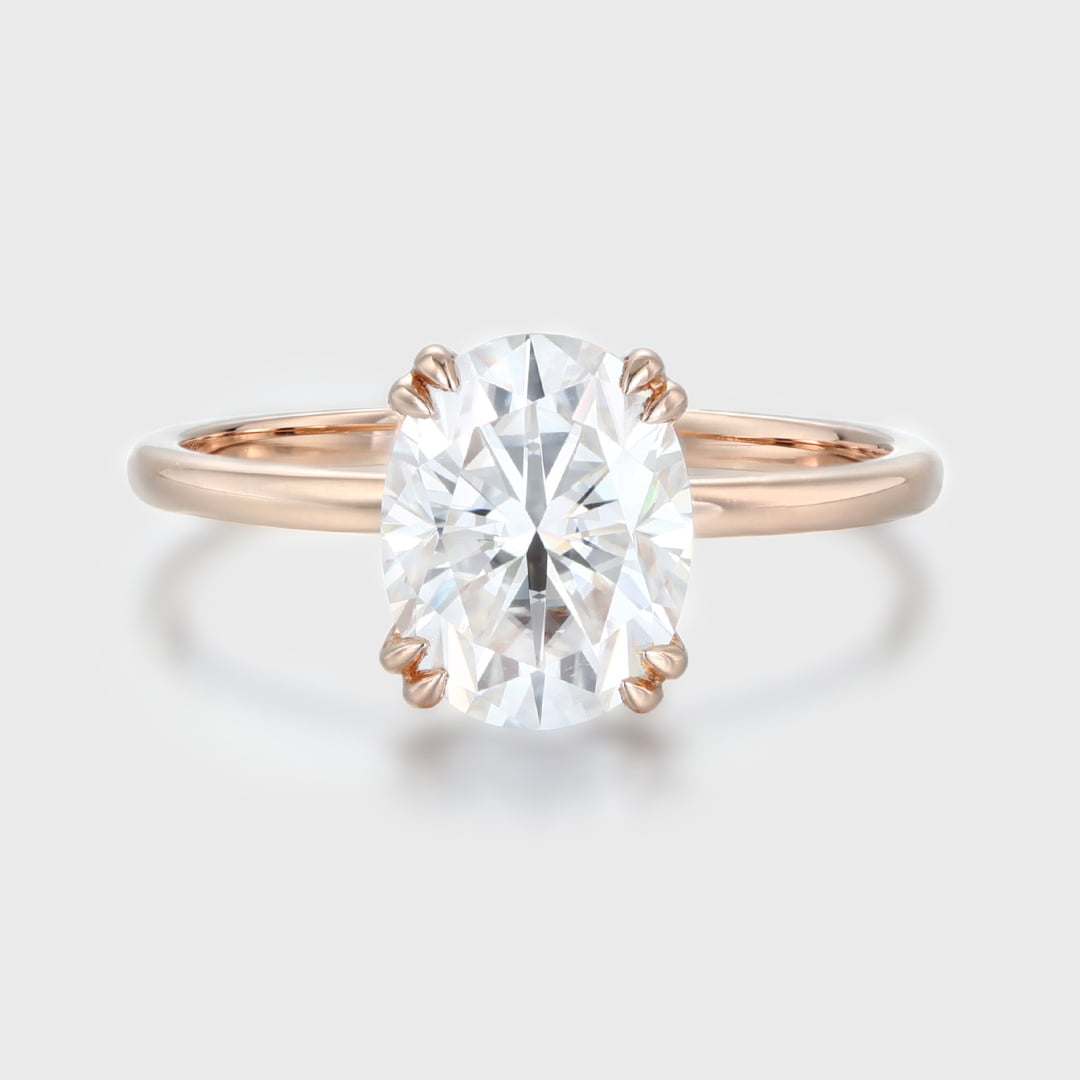 2CT Oval Moissanite Solitaire Engagement Ring In 14K Rose Gold