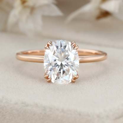 2 Carat Oval Moissanite Solitaire Engagement Ring In 14K Rose Gold