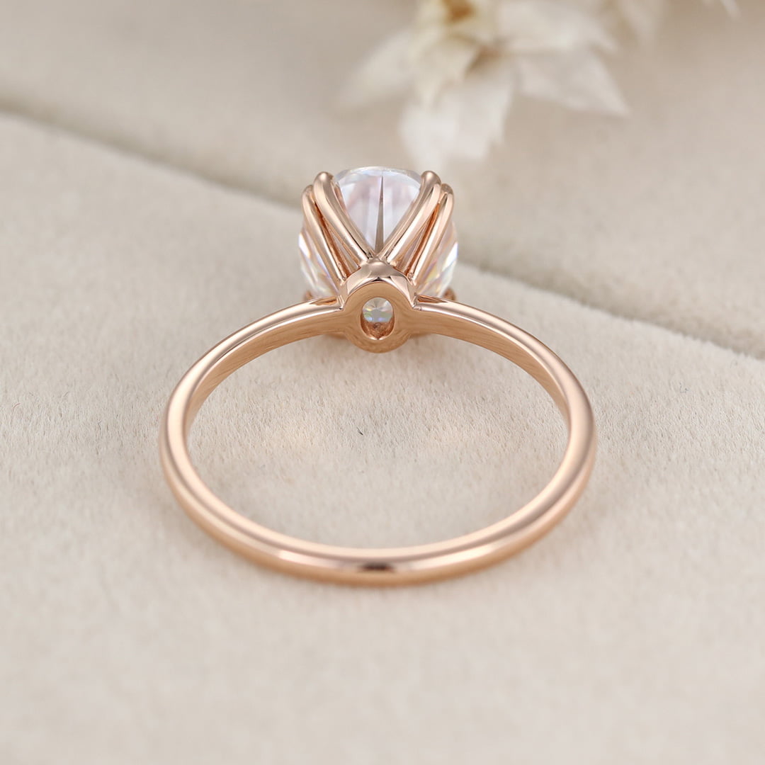 2 Carat Oval Moissanite Solitaire Engagement Ring In 14K Rose Gold