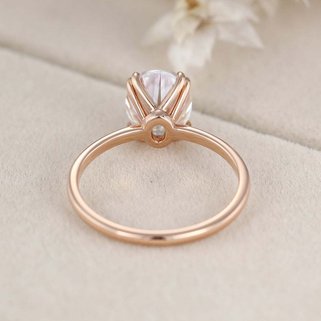 2 Carat Oval Moissanite Solitaire Engagement Ring In 14K Rose Gold