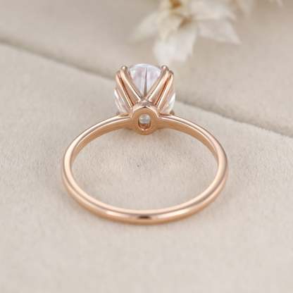 2 Carat Oval Moissanite Solitaire Engagement Ring In 14K Rose Gold