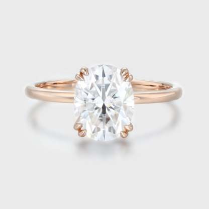 2CT Oval Moissanite Solitaire Engagement Ring In 14K Rose Gold