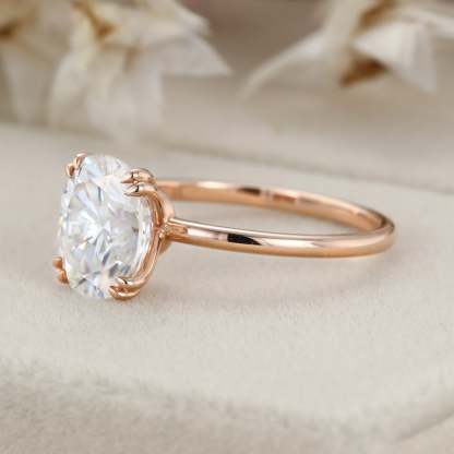 2 Carat Oval Moissanite Solitaire Engagement Ring In 14K Rose Gold