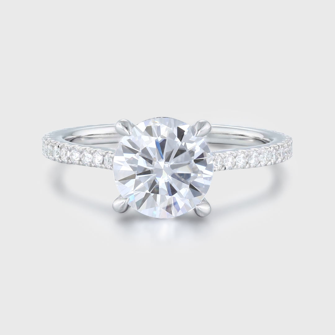 2CT Round Moissanite Engagement Ring Vintage White gold Diamond ring Half Eternity Moissanite | Diamond wedding ring promise Anniversary