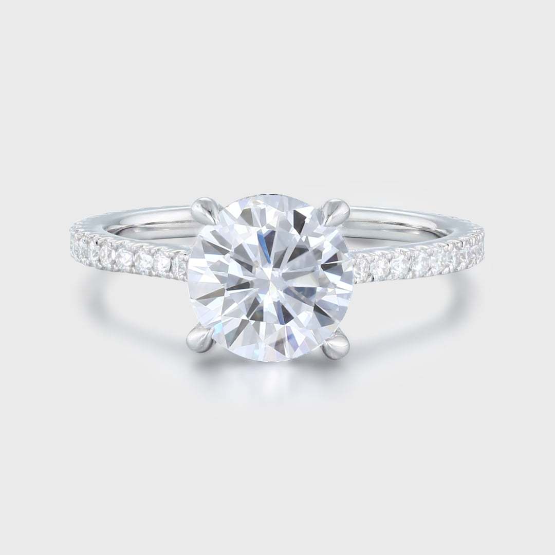 2CT Round Moissanite Engagement Ring Vintage White gold Diamond ring Half Eternity Moissanite | Diamond wedding ring promise Anniversary