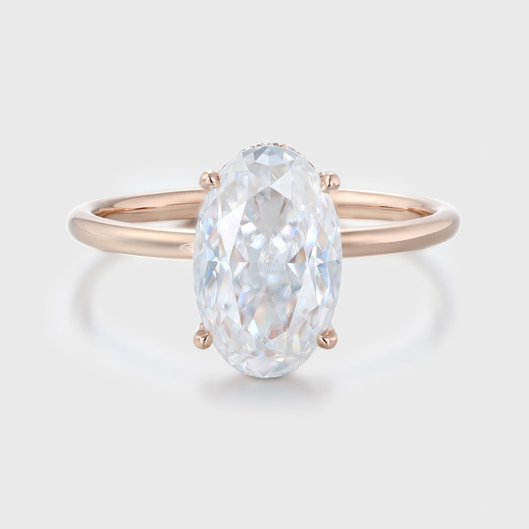3.0CT Unique Oval Moissanite Engagement Ring Vintage Rose gold engagement ring solitaire engagement ring wedding Promise Anniversary Gift