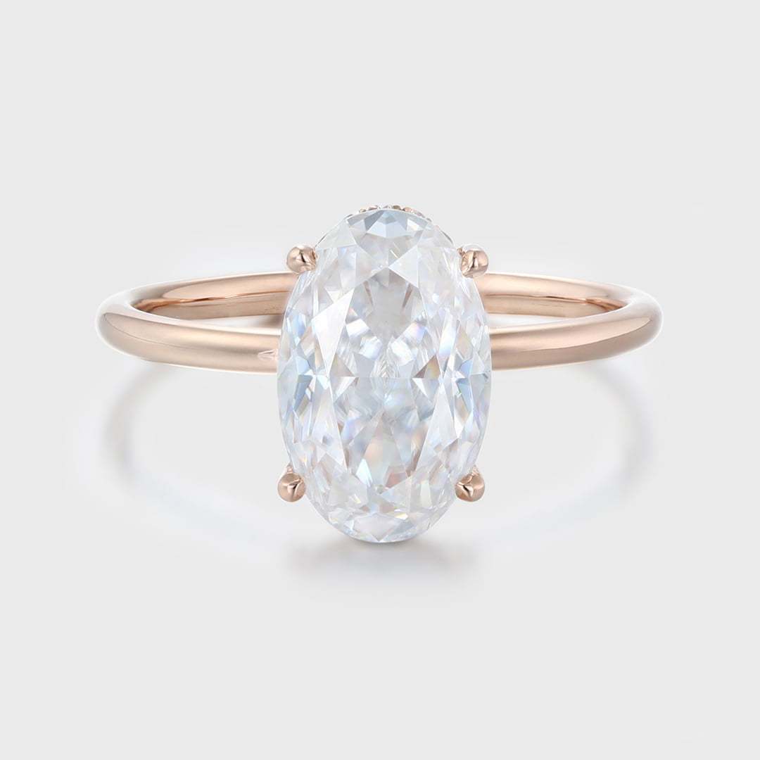 3.0CT Unique Oval Moissanite Engagement Ring Vintage Rose gold engagement ring solitaire engagement ring wedding Promise Anniversary Gift
