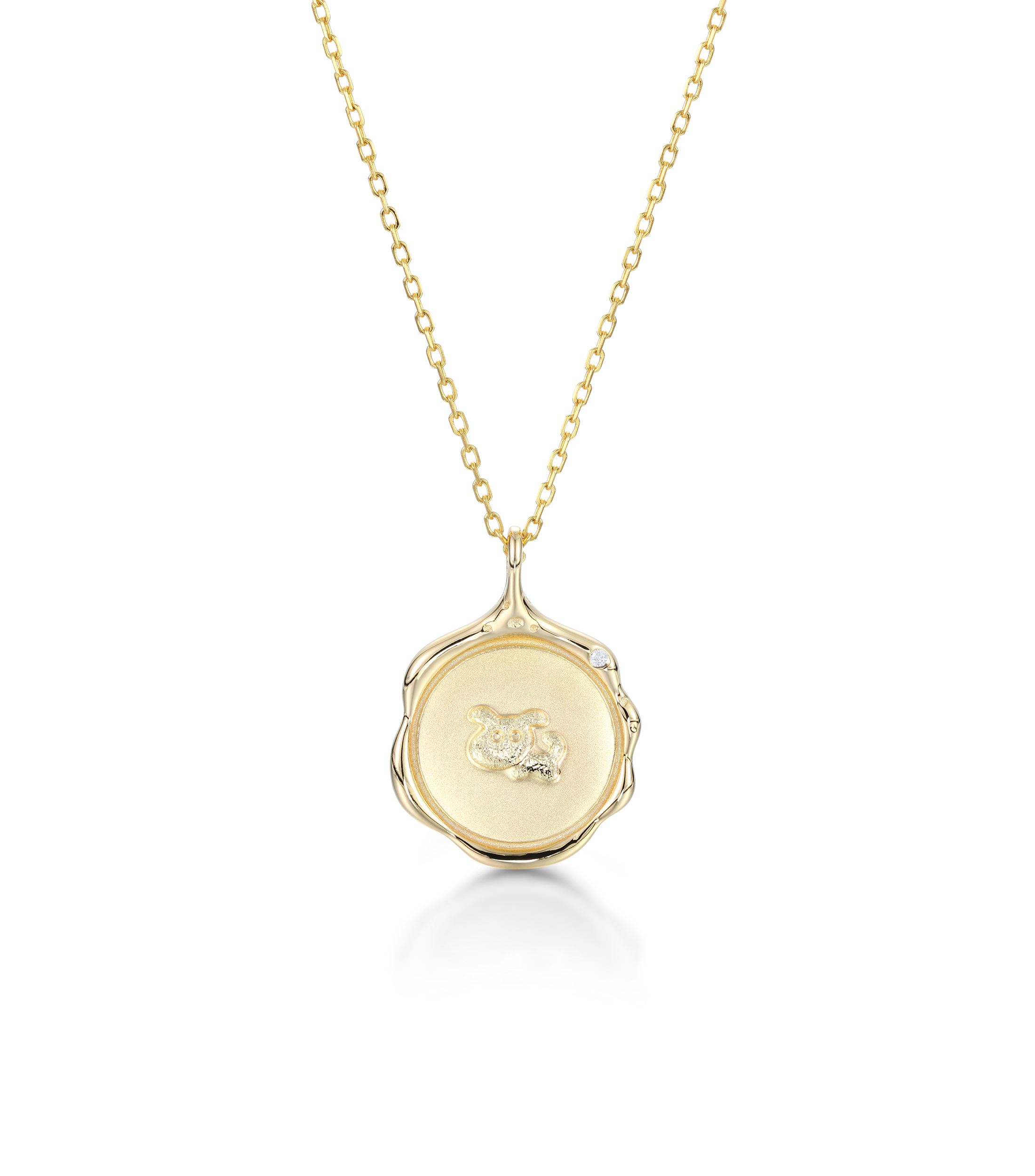 Handmade Customization family member Personalized Pet dog's statues Necklace, name necklace, 925 Sterling Silver with 14K Gold