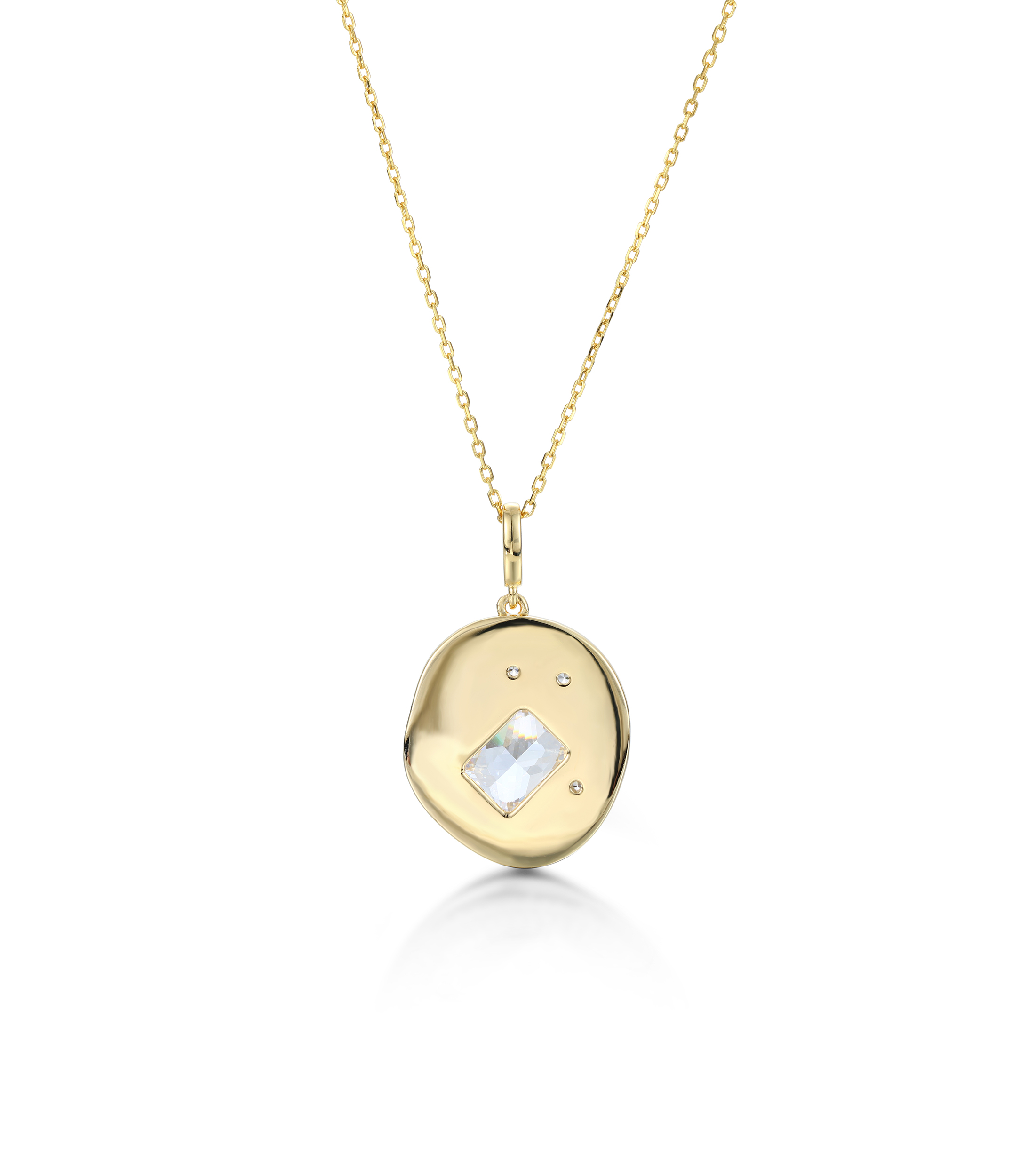 Customized Birthstone Set Emerald Cut Oval Pendant Necklace – Personalized Gift for Her