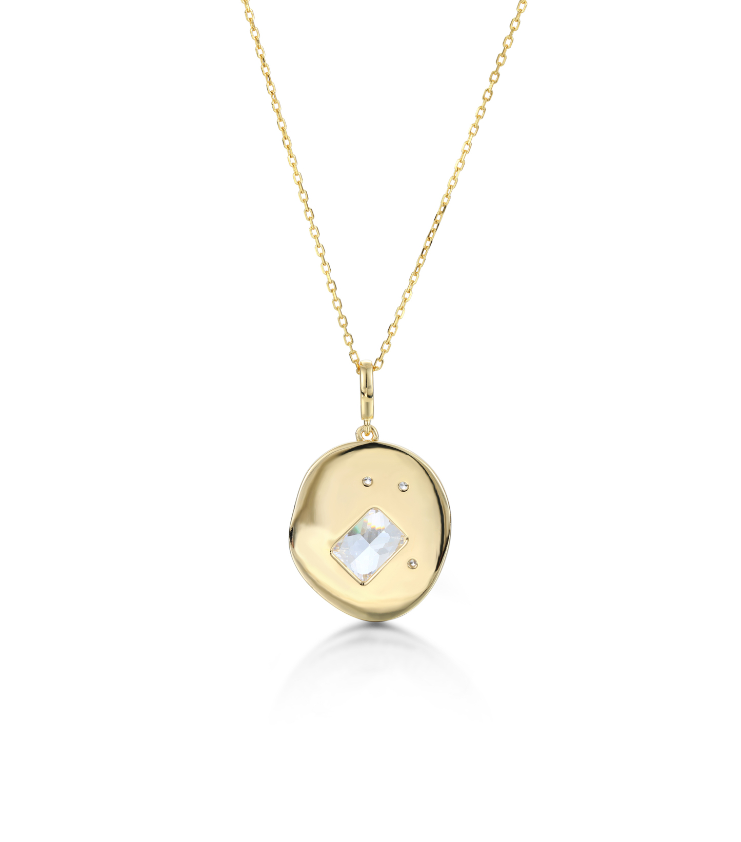Customized Birthstone Set Emerald Cut Oval Pendant Necklace – Personalized Gift for Her