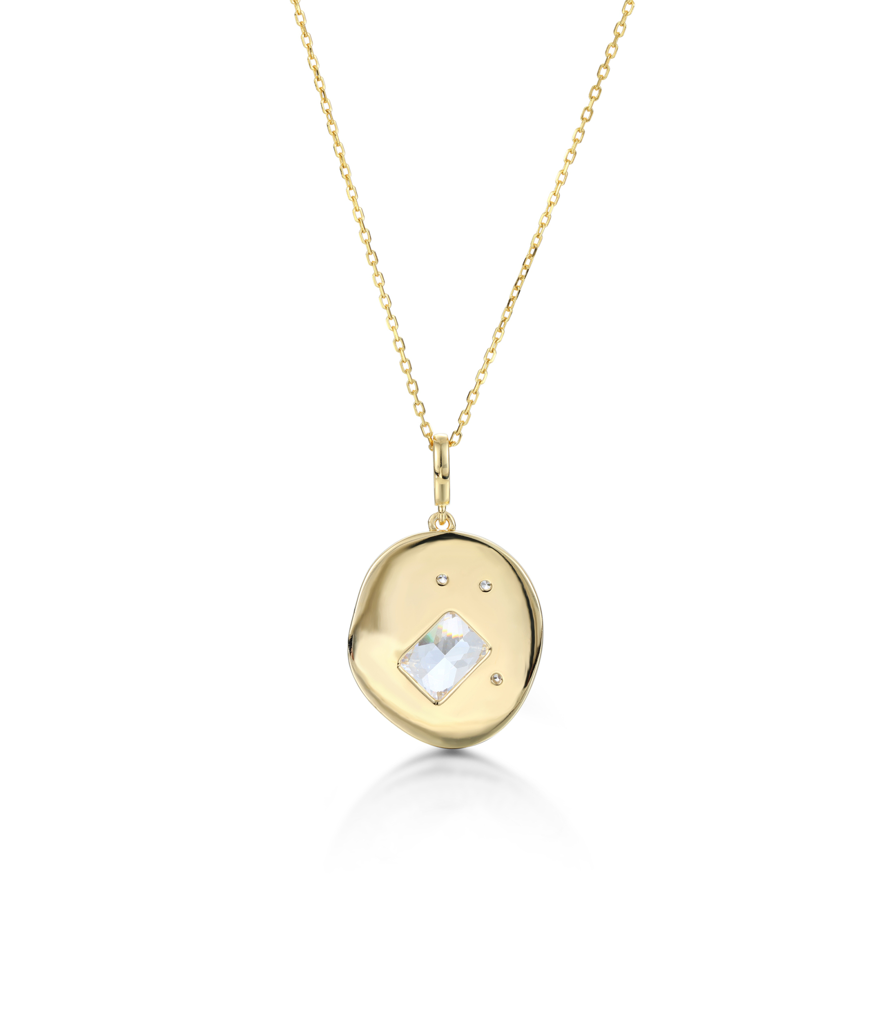 Customized Birthstone Set Emerald Cut Oval Pendant Necklace – Personalized Gift for Her