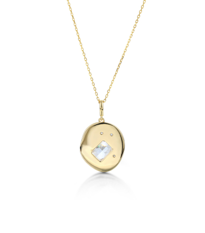 Customized Birthstone Set Emerald Cut Oval Pendant Necklace – Personalized Gift for Her
