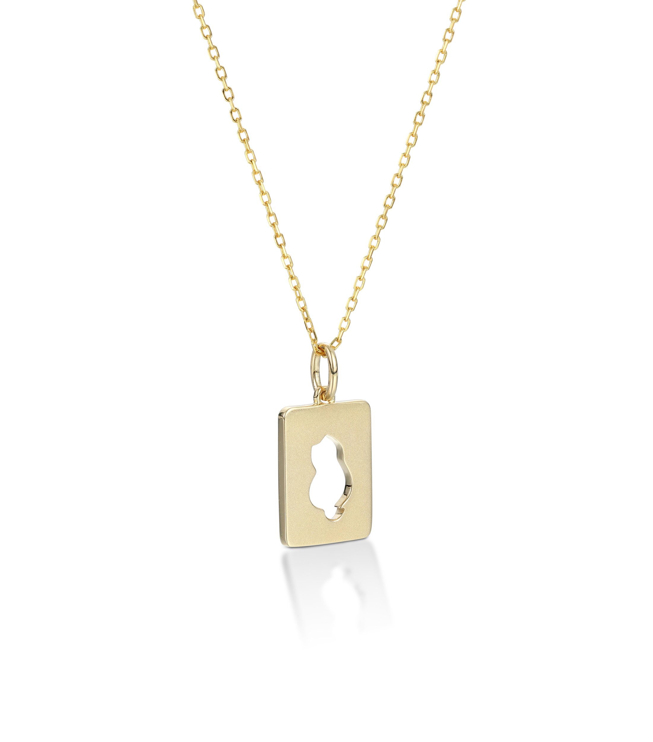 Customized Name Delicate Square Pendant Necklace with Hollow Cat Center – Personalized Pet Jewelry Gift