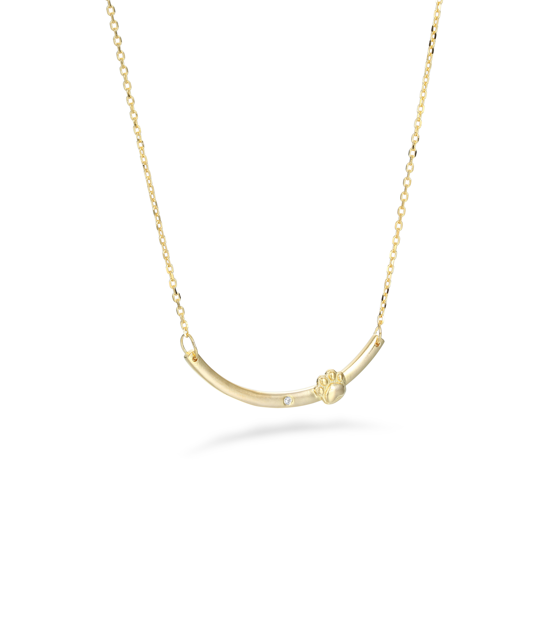 Gold-Plated Pet Paw Element Customizable Birthstone Engraved Name Smile Necklace – Personalized Jewelry for Pet Lovers