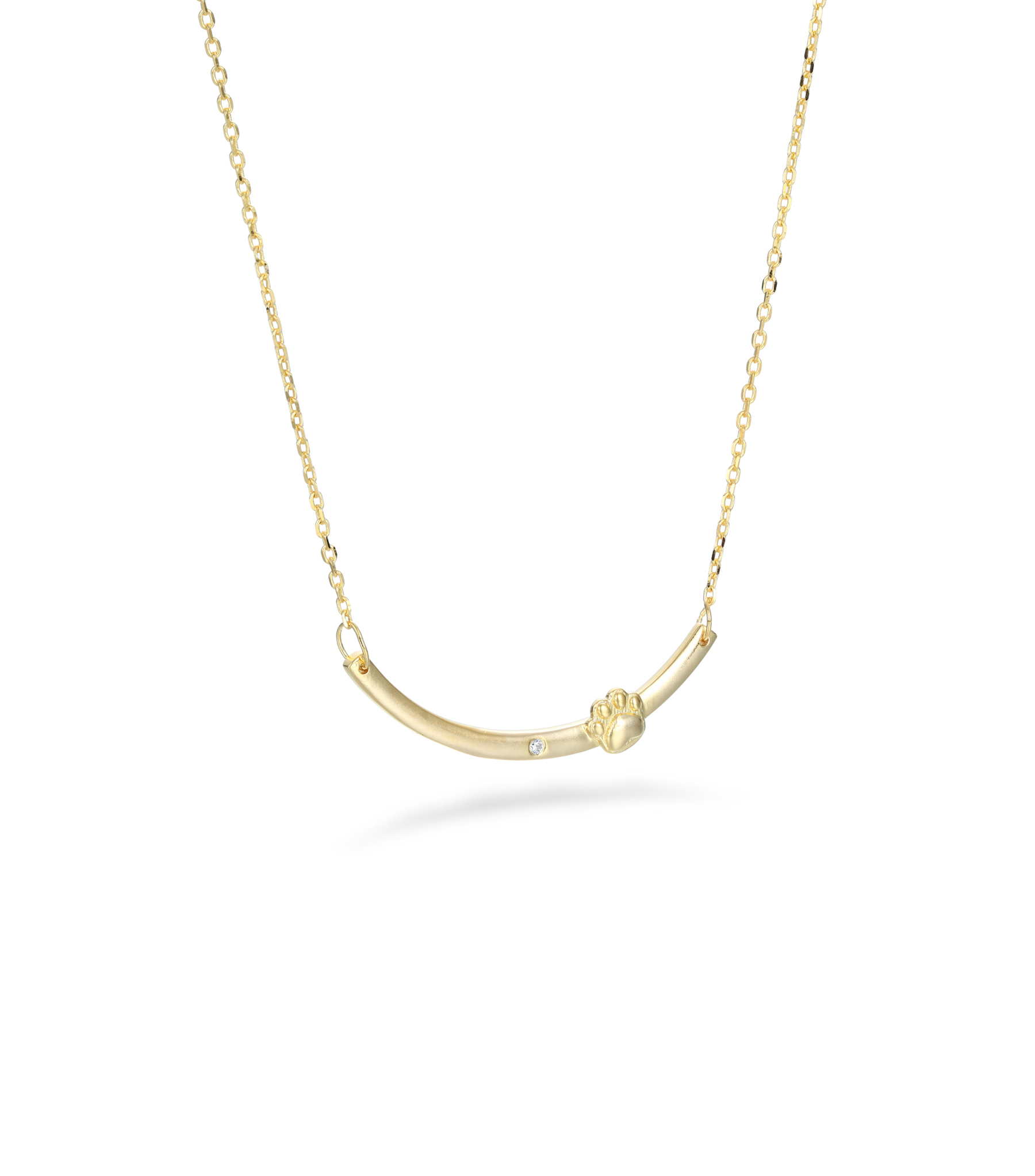 Gold-Plated Pet Paw Element Customizable Birthstone Engraved Name Smile Necklace – Personalized Jewelry for Pet Lovers