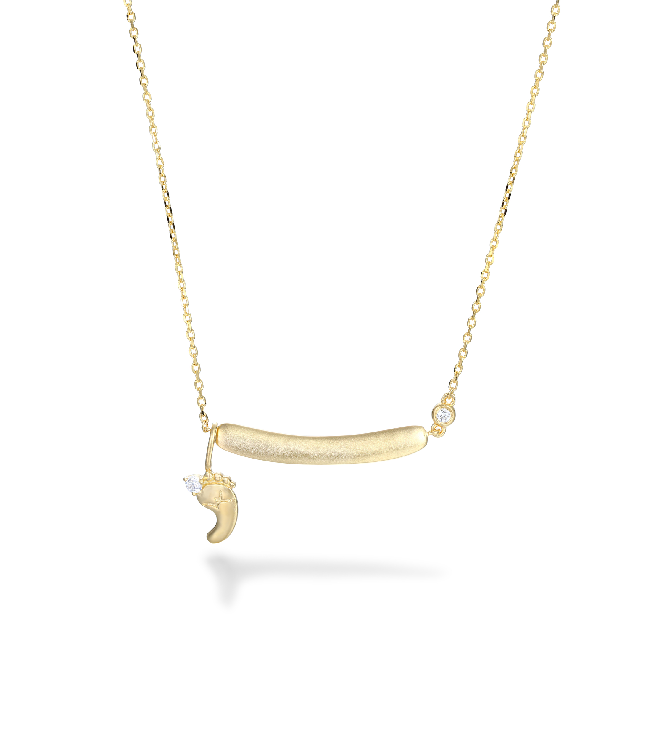 Gold-Plated Baby's Footprint Elements Customizable Birthstone Engraved Name Smile Necklace – Personalized Gift for Moms & Families
