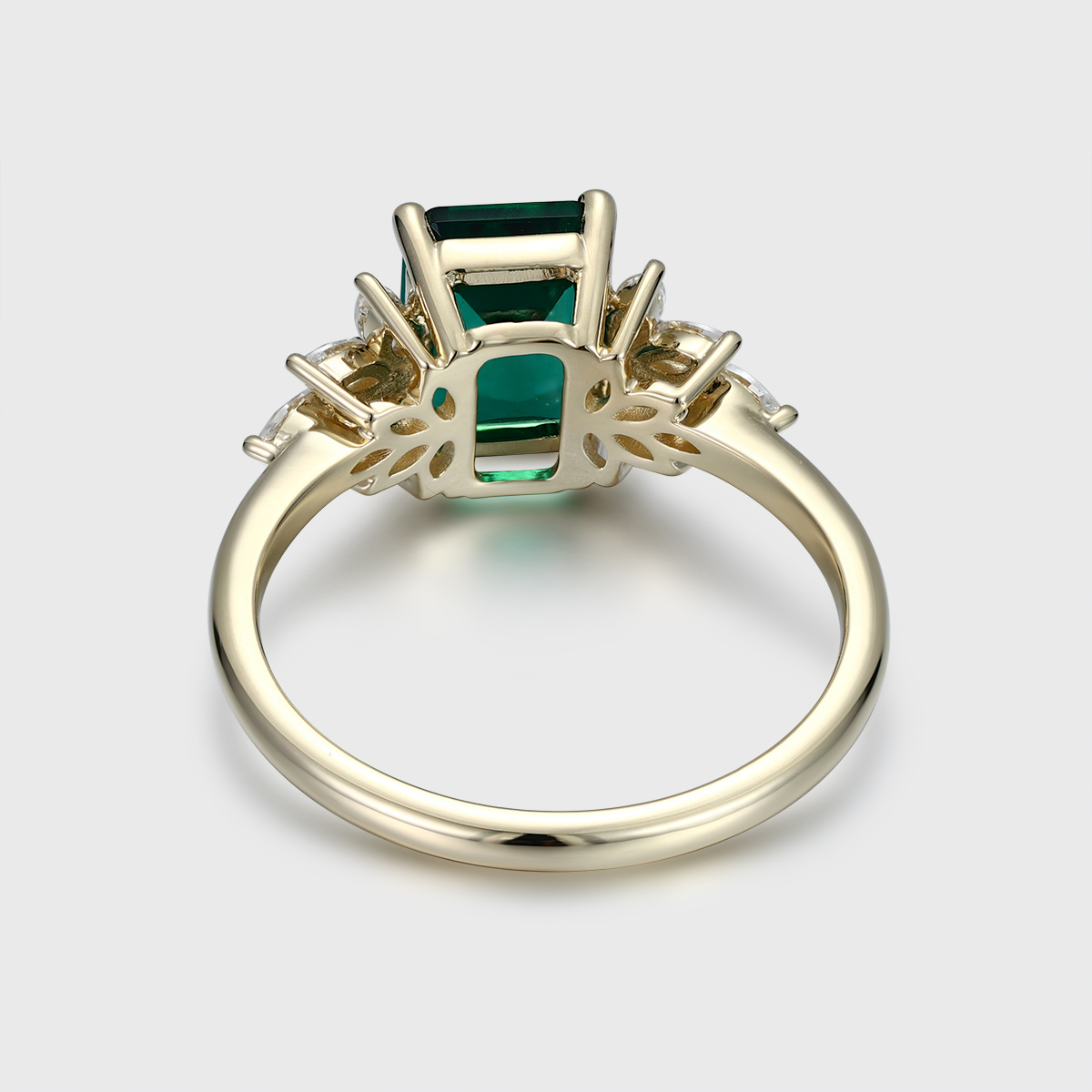 Emerald Cut Emerald and Diamond Engagement Ring – 14K Gold Vintage Promise & Anniversary Ring