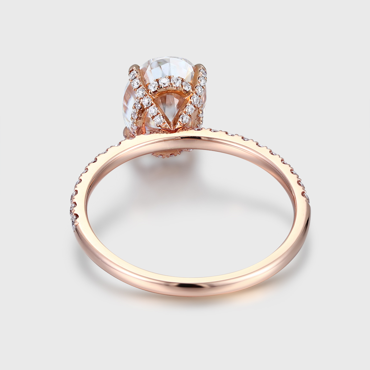 Vintage 2 Carat Oval Cut Moissanite Engagement Ring – 14K Rose Gold, Antique-Inspired Bridal Jewelry for Women