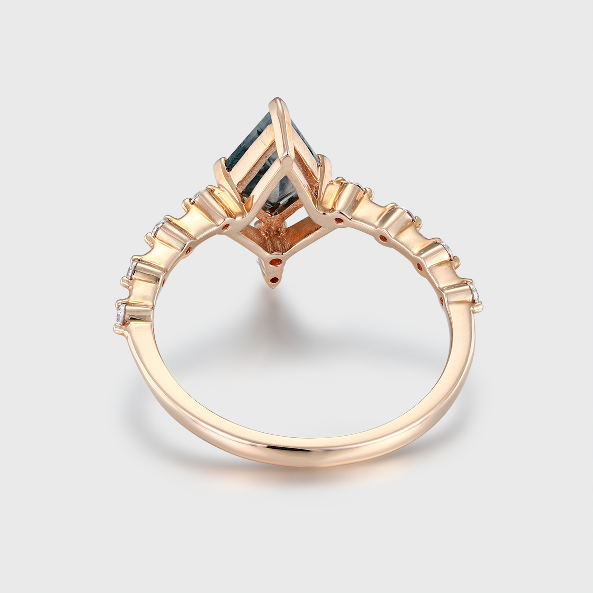 1 Carat Kite Cut Natural Moss Agate Engagement Ring Vintage 14K Rose Gold Unique Bridal Wedding Promise Anniversary Gift