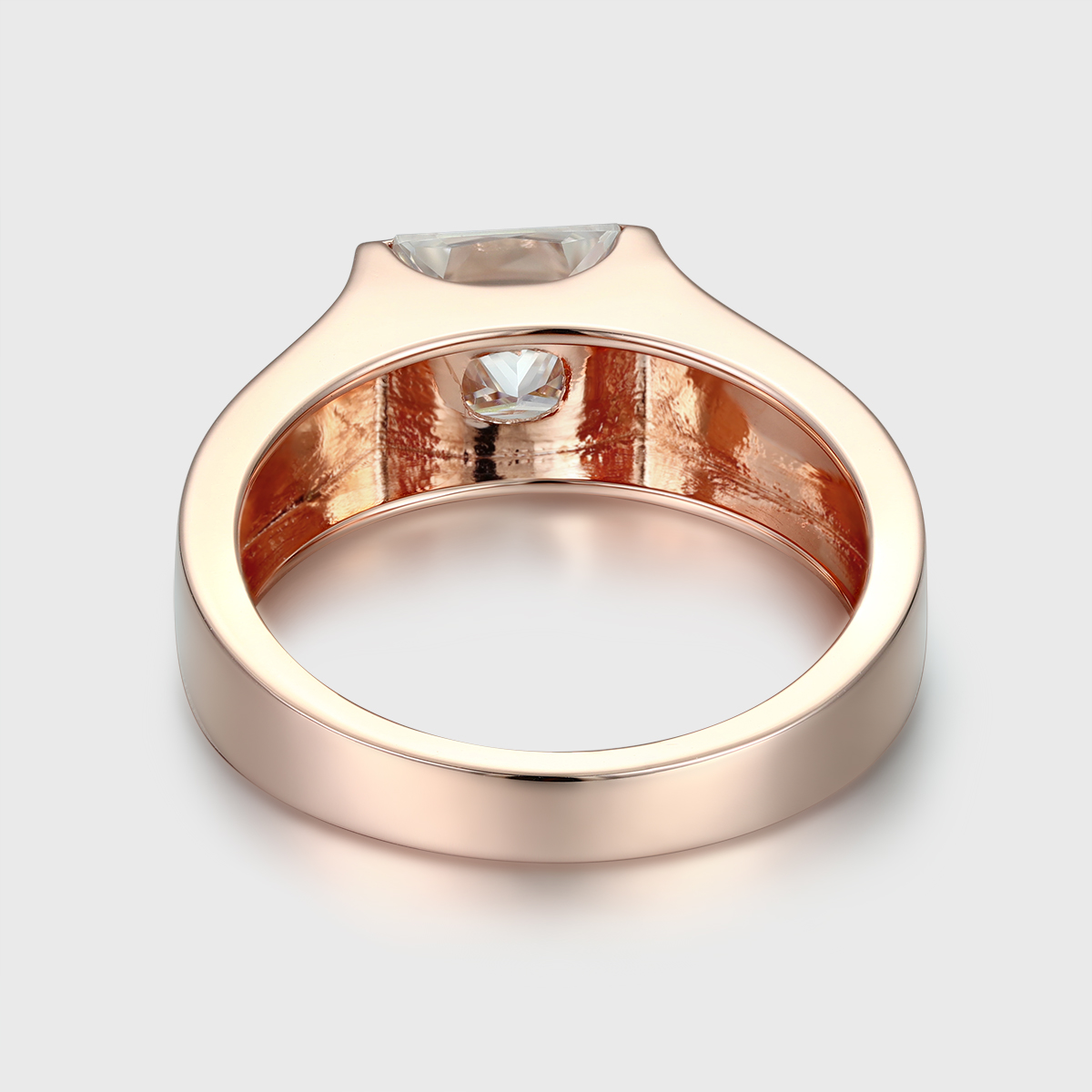 Princess Cut Moissanite Men Ring 18K/14K/10K Solid Rose Gold Engagement Ring For Men Band Frosted Ring