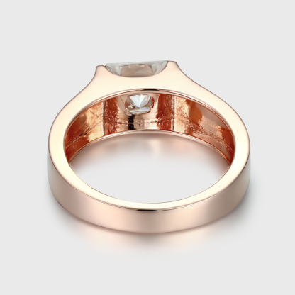 Princess Cut Moissanite Men Ring 18K/14K/10K Solid Rose Gold Engagement Ring For Men Band Frosted Ring