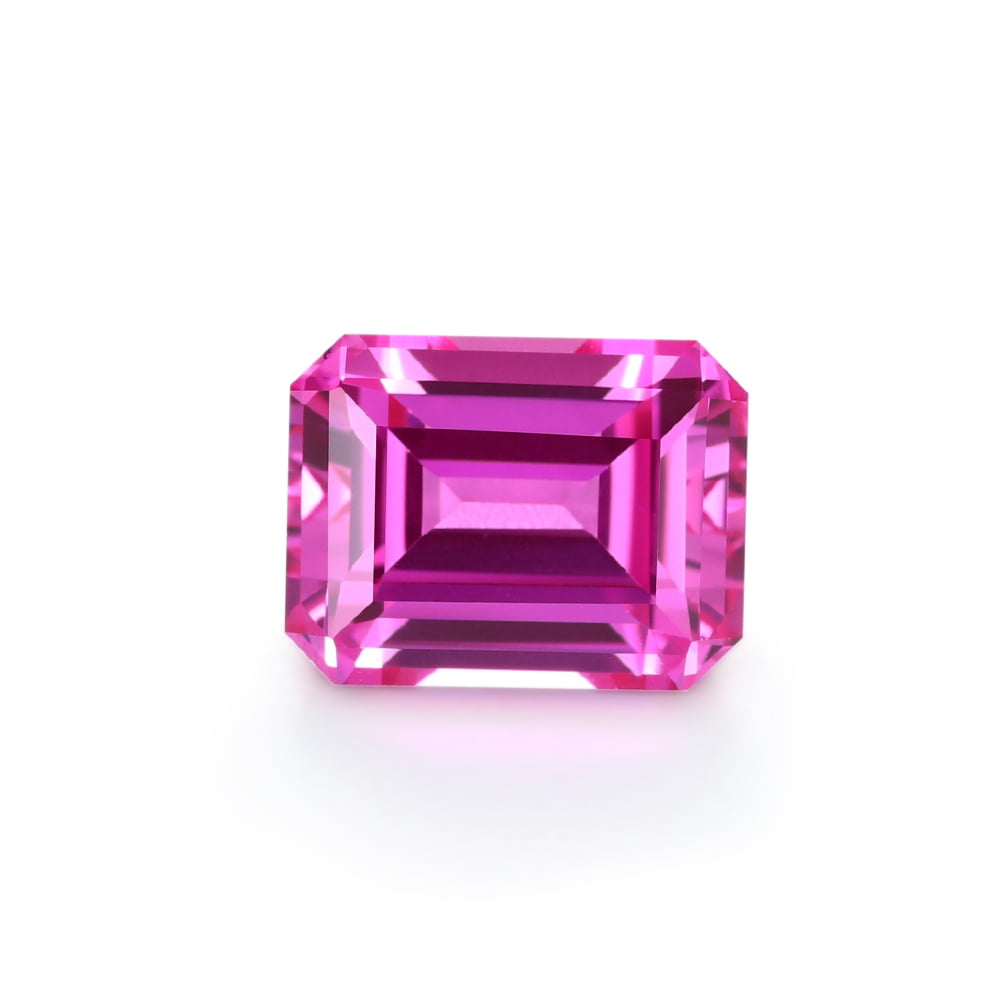 3.5 Carat Emerald Cut Lab Grown Pink Sapphire Loose Stone